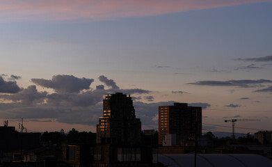 Beautiful colorful orange sunset in Bogot&aacute; Colombia