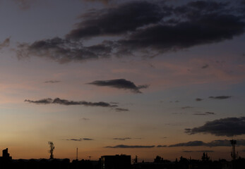 Beautiful colorful orange sunset in Bogotá Colombia