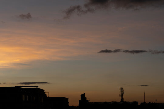 Beautiful colorful orange sunset in Bogot&aacute; Colombia