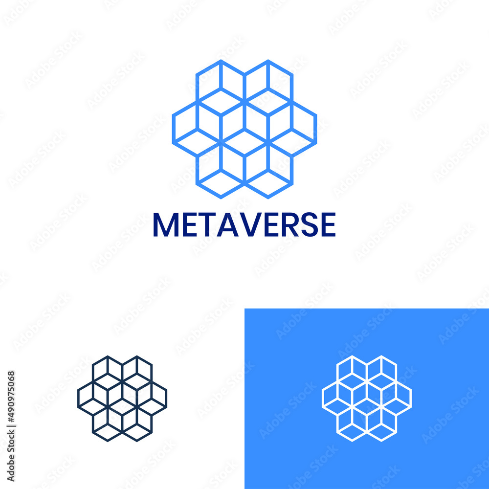 Leinwandbilder Polygonal blockchain logo design vector concept. Data science logomark illustration. Can representing code, crypto, connect, metaverse, tech, system.