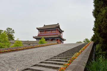 Qinhuangdao City, Hebei Province, China - May 17, 2020: the starting point of China's ancient Great Wall and the old leading ancient architecture