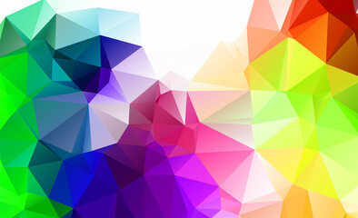 Illustration Colorful swirl rainbow polygon background or frame triangle pattern in multi rainbow spectrum color