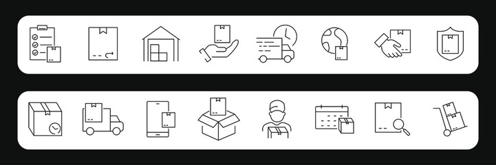 Delivery icons set . Delivery pack symbol vector elements for infographic web