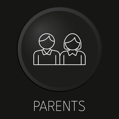 Parents minimal vector line icon on 3D button isolated on black background. Premium Vector.