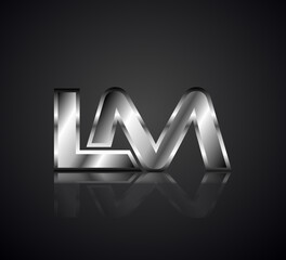 Modern Initial logo 2 letters Gold simple in Dark Background with Shadow Reflection LM
