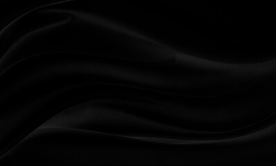 Black gray satin dark fabric texture luxurious shiny that is abstract silk cloth background with patterns soft waves blur beautiful.