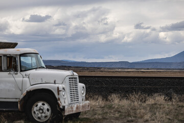 old truck in the desert in northern california 