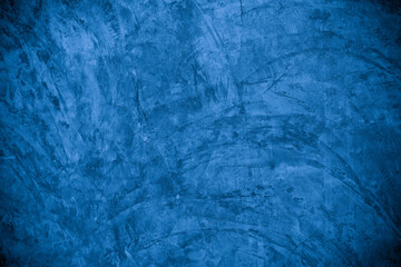Old wall pattern texture cement blue dark abstract  blue color design are light with black gradient background.