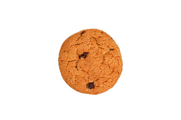 oatmeal cookies with chocolate pieces isolated on white background