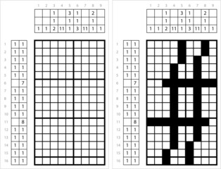 Fototapeta premium Hash Sign Nonogram Pixel Art M_2203001