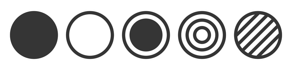 Set of black circle icon. Round symbol vector illustration.