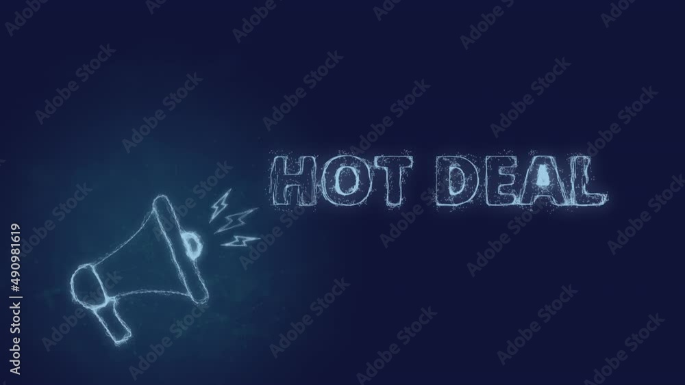 Fototapete megaphone banner with text hot deal. plexus style of blue glowing dots and lines