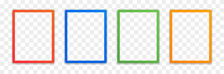 Rectangle frame icon set isolated on transparent background.