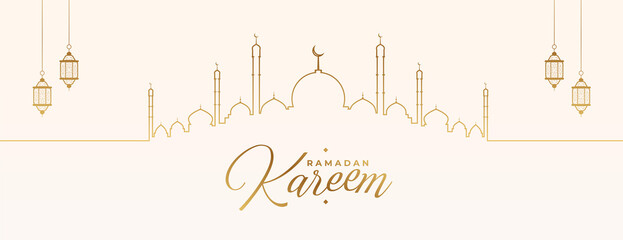 line style ramadan kareem celebration banner design - obrazy, fototapety, plakaty