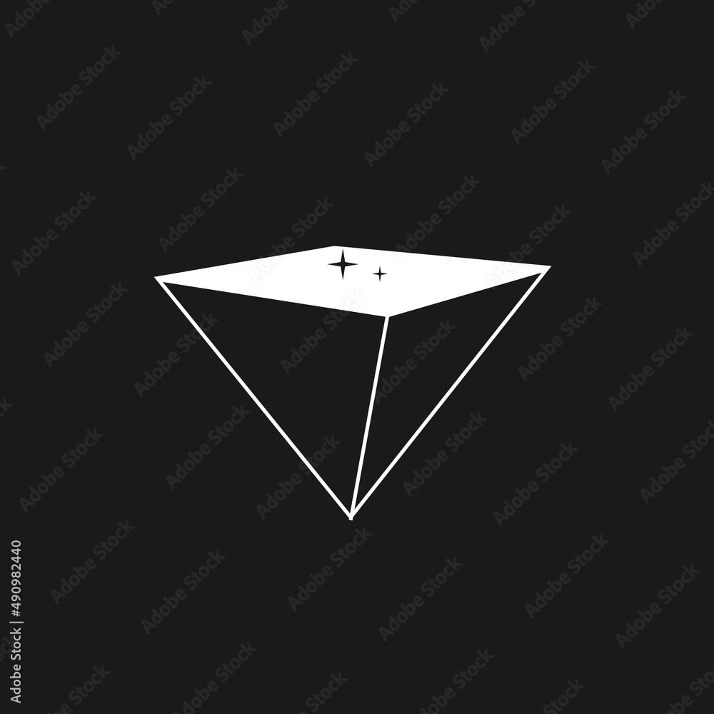Aufkleber retrowave aesthetics linear inverted pyramid with a stars on top of it. synthwave black and white py
