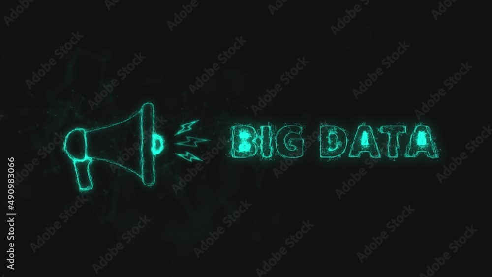 Aufkleber Megaphone banner with text big data. Plexus style of blue glowing dots and lines