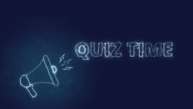 Megaphone banner with text quiz time. Plexus style of blue glowing dots and lines