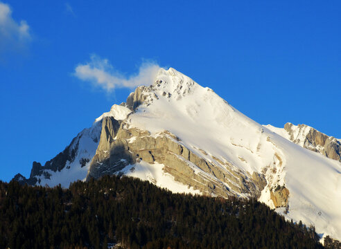 White blanket on alpine peak Wildhuser Schofberg (or Wildhuser Schafberg, 2373 m) in Alpstein mountain range and in Appenzell Alps massif, Unterwasser - Canton of St. Gallen, Switzerland (Schweiz)