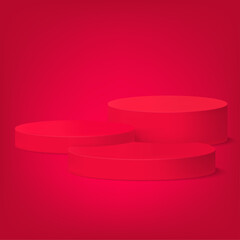 Abstract background with red color podium for presentation. Vector