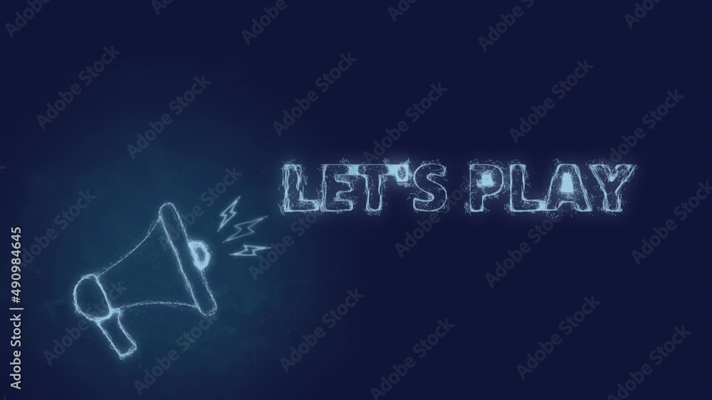 Leinwandbilder Megaphone banner with text let's play. Plexus style of blue glowing dots and lines