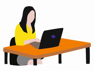 woman working on laptop