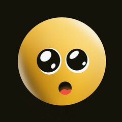 High quality emoticon 3d  on isolated background. Emoji blushing with closed eyes. Yellow face blushing and smiling emoji.Popular chat elements. Trending emoticon.