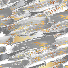 Gray and Gold Brush Strokes Seamless Pattern Design