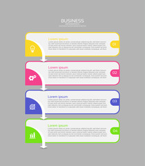 Flat business infographic template colorful elements with 4 step