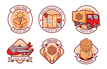 courrierr shipping delivery logo badge set