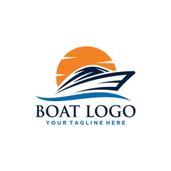 Boat and Sea Logo Sign Design