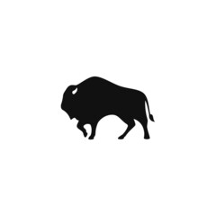 bison silhouette vector design for logo icon
