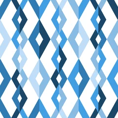 Foto auf Acrylglas Blau weiß Weißes blaues geometrisches Mid-Century Modern Style Seamless Pattern Design