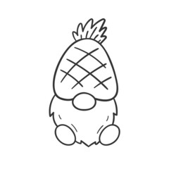 cartoon lines Summer gnomes in fruit costumes coloring book for kids