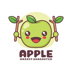 green apple cartoon illustration, suitable for, logos, prints, stickers, etc