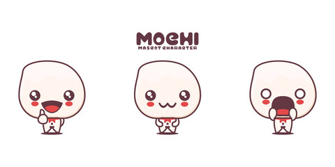 mochi cartoon illustration, with different expressions
