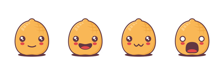 peanut cartoon illustration, with different facial expressions