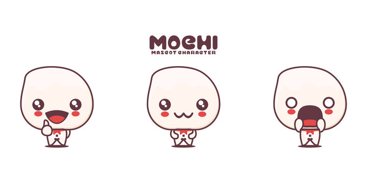 mochi cartoon illustration, with different expressions