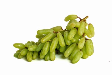 Sweet green grapes on a white background