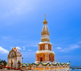 Buddah temple with beautiful views from top of mountain of Patong Phuket Thailand. Buddha religious...