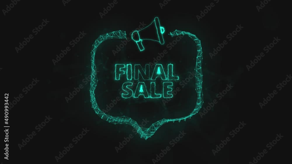Fototapete Megaphone banner with speech bubble and text final sale. Plexus style of green glowing dots and lines