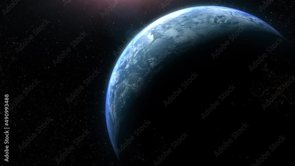 Leinwandbilder a cinematic rendering of planet earth during sunrise as view from space with vibrant blue sky atmosp