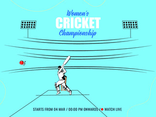 Women's Cricket World Championship Concept. 