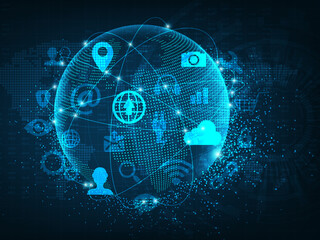 2d illustration global network digital background