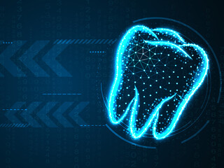2d rendering tooth with digital background