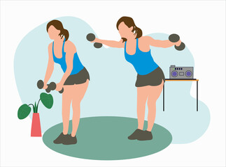 woman exercising with dumbbells