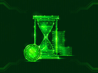 2d illustration timer clock glass digital background