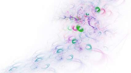 Abstract colorful purple and green fiery shapes. Fantasy light background. Digital fractal art. 3d rendering.
