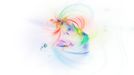 Abstract colorful rainbow fiery shapes. Fantasy light background. Digital fractal art. 3d rendering.