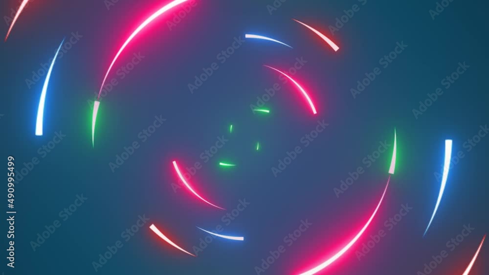 Poster round neon glow color moving seamless art loop background 2d abstract motion screen background anima