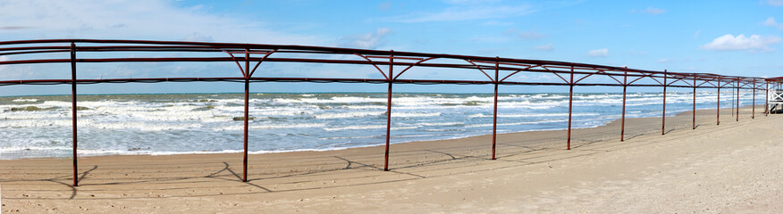 Coast of the Black Sea near Anapa during a storm in spring 